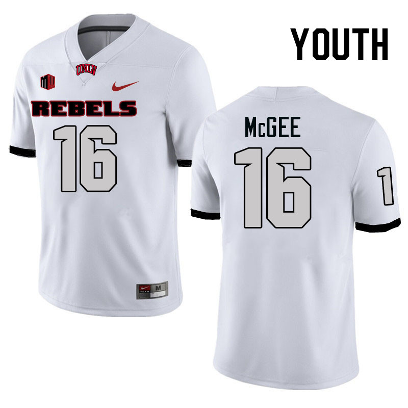 Youth #16 Kayden McGee UNLV Rebels College Football Jerseys Stitched-White